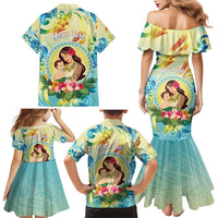 Personalised Hawaii Mother's Day Family Matching Mermaid Dress and Hawaiian Shirt I Love You Mom