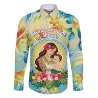 Personalised Hawaii Mother's Day Family Matching Off The Shoulder Long Sleeve Dress and Hawaiian Shirt I Love You Mom