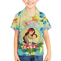 Personalised Hawaii Mother's Day Family Matching Off Shoulder Maxi Dress and Hawaiian Shirt I Love You Mom