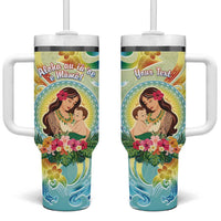 Personalised Hawaii Mother's Day Tumbler With Handle I Love You Mom DT04 One Size: 40 oz Yellow - Polynesian Pride