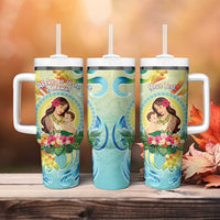 Personalised Hawaii Mother's Day Tumbler With Handle I Love You Mom DT04 - Polynesian Pride