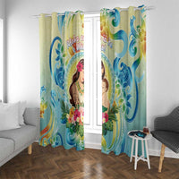 Hawaii Mother's Day Window Curtain I Love You Mom DT04 With Grommets Yellow - Polynesian Pride