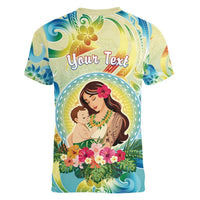 Personalised Hawaii Mother's Day Women V-Neck T-Shirt I Love You Mom