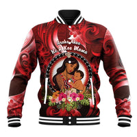 Personalised New Zealand Mother's Day Baseball Jacket I Love You Mom DT04 Unisex Red - Polynesian Pride
