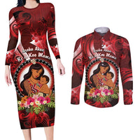 Personalised New Zealand Mother's Day Couples Matching Long Sleeve Bodycon Dress and Long Sleeve Button Shirt I Love You Mom