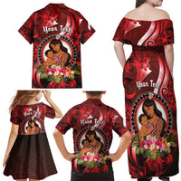 Personalised New Zealand Mother's Day Family Matching Off Shoulder Maxi Dress and Hawaiian Shirt I Love You Mom