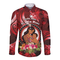 Personalised New Zealand Mother's Day Long Sleeve Button Shirt I Love You Mom DT04 Unisex Red - Polynesian Pride