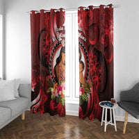 New Zealand Mother's Day Window Curtain I Love You Mom DT04 With Grommets Red - Polynesian Pride