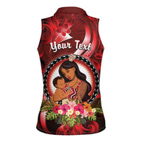 Personalised New Zealand Mother's Day Women Sleeveless Polo Shirt I Love You Mom