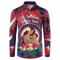 Personalised Samoa Mother's Day Button Sweatshirt I Love You Mom DT04 Red - Polynesian Pride