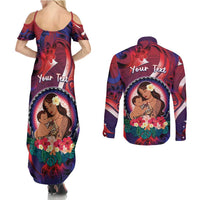 Personalised Samoa Mother's Day Couples Matching Summer Maxi Dress and Long Sleeve Button Shirt I Love You Mom DT04 - Polynesian Pride