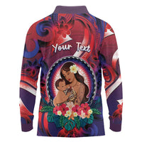 Personalised Samoa Mother's Day Long Sleeve Polo Shirt I Love You Mom
