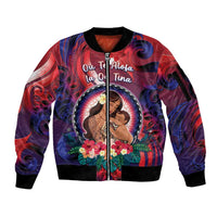 Personalised Samoa Mother's Day Sleeve Zip Bomber Jacket I Love You Mom