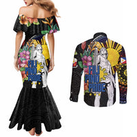 Filipinos Lapu-Lapu Hero Philippines Couples Matching Mermaid Dress and Long Sleeve Button Shirt Hibiscus Flowers Style