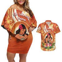 Personalised Tonga Mother's Day Couples Matching Off Shoulder Short Dress and Hawaiian Shirt I Love You Mom