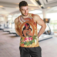Personalised Tonga Mother's Day Men Tank Top I Love You Mom DT04 Orange - Polynesian Pride