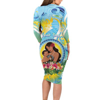 Personalised Fiji Mother's Day Long Sleeve Bodycon Dress I Love You Mom