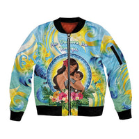 Personalised Fiji Mother's Day Sleeve Zip Bomber Jacket I Love You Mom