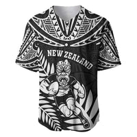 Custom New Zealand Rugby Baseball Jersey Silver Fern Maori Pattern