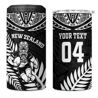 Custom New Zealand Rugby 4 in 1 Can Cooler Tumbler Silver Fern Maori Pattern