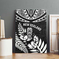 New Zealand Rugby Canvas Wall Art Silver Fern Maori Pattern