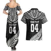 Custom New Zealand Rugby Couples Matching Summer Maxi Dress and Hawaiian Shirt Silver Fern Maori Pattern