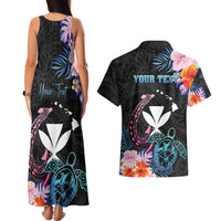Personalised Hawaii Couples Matching Tank Maxi Dress and Hawaiian Shirt Kanaka Maoli With Fish Hook