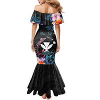 Personalised Hawaii Family Matching Mermaid Dress and Hawaiian Shirt Kanaka Maoli With Fish Hook