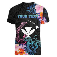 Personalised Hawaii Women V-Neck T-Shirt Kanaka Maoli With Fish Hook