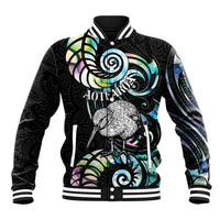 New Zealand Kiwi Bird Baseball Jacket Silver Fern Koru Paua Shell