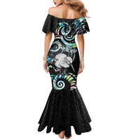 New Zealand Kiwi Bird Family Matching Mermaid Dress and Hawaiian Shirt Silver Fern Koru Paua Shell