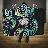 New Zealand Kiwi Bird Hooded Blanket Silver Fern Koru Paua Shell