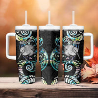 New Zealand Kiwi Bird Tumbler With Handle Silver Fern Koru Paua Shell