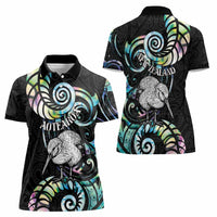 New Zealand Kiwi Bird Women Polo Shirt Silver Fern Koru Paua Shell