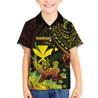 Personalised Hawaii Family Matching Puletasi and Hawaiian Shirt Kanaka Maoli With Hammerhead Shark