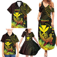 Personalised Hawaii Family Matching Summer Maxi Dress and Hawaiian Shirt Kanaka Maoli With Hammerhead Shark