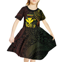Personalised Hawaii Kid Short Sleeve Dress Kanaka Maoli With Hammerhead Shark