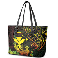Hawaii Leather Tote Bag Kanaka Maoli With Hammerhead Shark