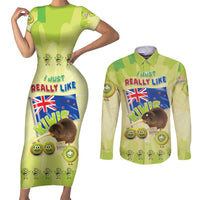 New Zealand Kiwi Couples Matching Short Sleeve Bodycon Dress and Long Sleeve Button Shirt I Just Really Like Kiwis