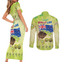 New Zealand Kiwi Couples Matching Short Sleeve Bodycon Dress and Long Sleeve Button Shirt I Just Really Like Kiwis
