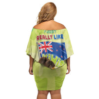 New Zealand Kiwi Family Matching Off Shoulder Short Dress and Hawaiian Shirt I Just Really Like Kiwis
