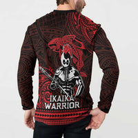 Hawaii Ikaika Warrior Button Sweatshirt Hawaiian Tribal Tattoo