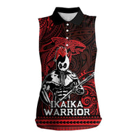 Hawaii Ikaika Warrior Women Sleeveless Polo Shirt Hawaiian Tribal Tattoo