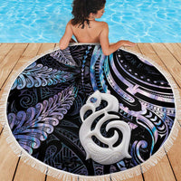 New Zealand Aotearoa Beach Blanket Maori Hei Manaia Purple Paua Shell DT04 - Polynesian Pride