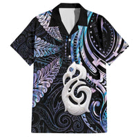 New Zealand Aotearoa Family Matching Off The Shoulder Long Sleeve Dress and Hawaiian Shirt Maori Hei Manaia Purple Paua Shell