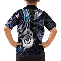 New Zealand Aotearoa Family Matching Puletasi and Hawaiian Shirt Maori Hei Manaia Purple Paua Shell