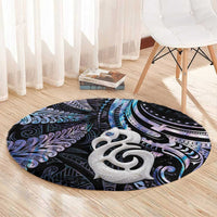 New Zealand Aotearoa Round Carpet Maori Hei Manaia Purple Paua Shell