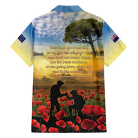New Zealand ANZAC Day Family Matching Off The Shoulder Long Sleeve Dress and Hawaiian Shirt The Ode Remembrance And Poppy