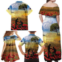 New Zealand ANZAC Day Family Matching Off Shoulder Maxi Dress and Hawaiian Shirt The Ode Remembrance And Poppy
