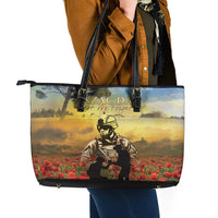 New Zealand ANZAC Day Leather Tote Bag The Ode Remembrance And Poppy DT04 - Polynesian Pride